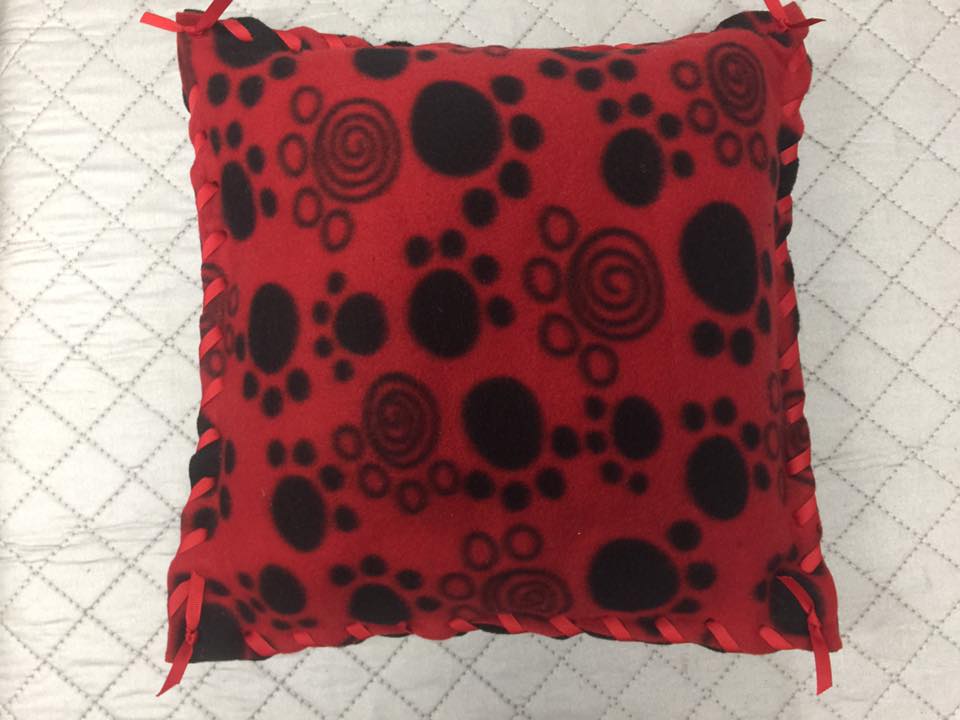 Fleece 13″ Pillow Project WITH FLEECE RIBBON AND PLASTIC NEEDLE - Choose From Fabric Options, includes Pillow Insert