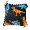 Fleece Pillow Black with Orange, Blue and Green Dinosaurs