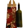 Wine Tote Bag with Fall colors, brick red with off white, tan and brown flowers and tan cuff with tan carry strap