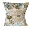 16 inch home decor pillow kit with earth tone large floral pattern, teal, slate blue, brown, gold, tan, olive colors