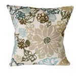16 inch home decor pillow kit with earth tone large floral pattern, teal, slate blue, brown, gold, tan, olive colors