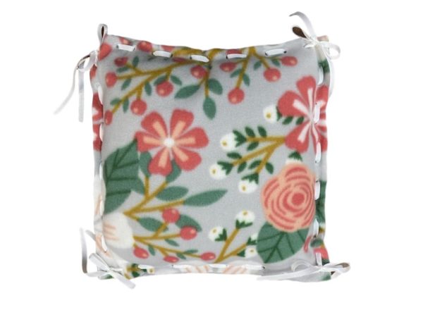 Fleece Pillow Kit with Light Gray background, Pink, White and Gold Floral with green leaves pattern
