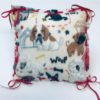 Fleece Pillow Kit with Miscellaneous Dogs, Dog House on off white with brown, gray, and red in pattern