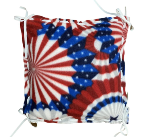 Fleece Pillow Kit Patriotic Red White and Blue Banner Pattern