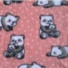 Pink Fleece Panda Bear Fabric with Gray and White Pandas and small white heart pattern