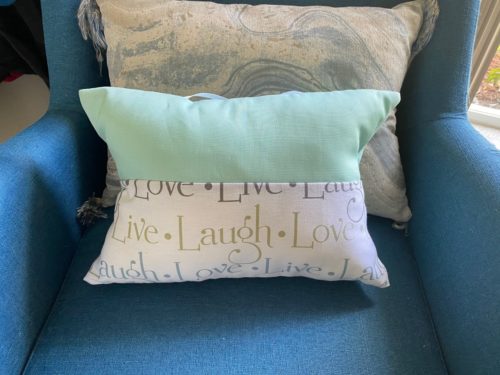 Live laugh love and Seafoam green pillow