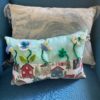 Small town neighborhood homes with seafoam green two panel pillow