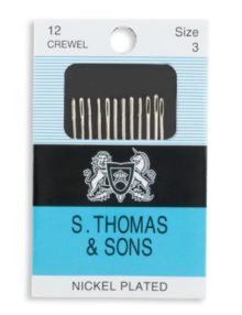 package of 15 S Thomas & Sons Crewel size 3 hand sewing needles