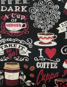 I love coffee cup fabric pattern