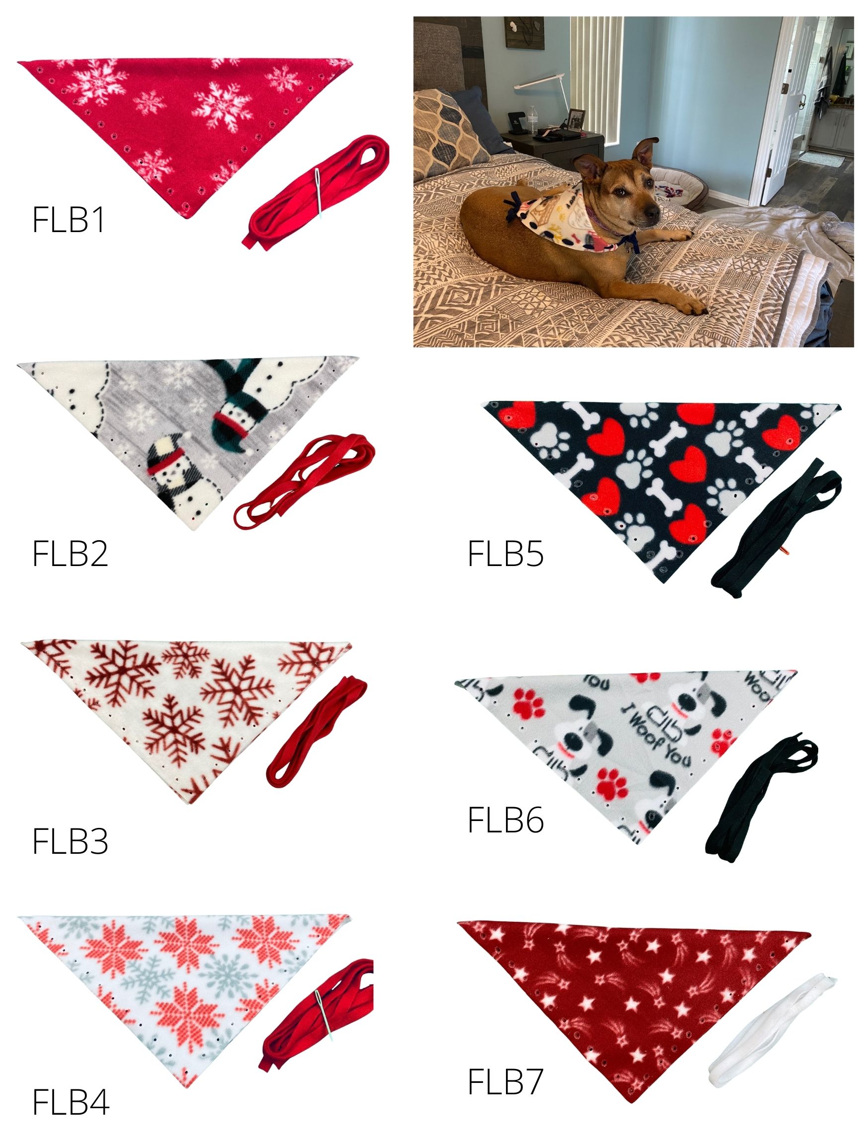 Large fleece dog bandana kits no sew