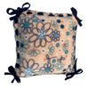 Peach with navy blue sketched daisies with teal, white and blue colors - fleece pillow pattern