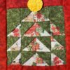 Christmas Tree Quilt Block Wall Hanging with Green and Christmas Pattern in off white, red and green