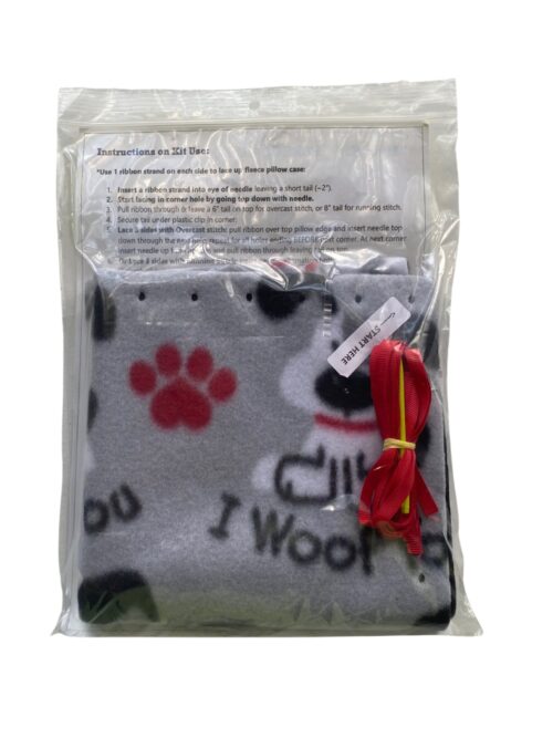 I-Woof-YOU-Pillow-Case Kit with Ribbon And Plastic Needle-Pillow Form Insert NOT INCLUDED