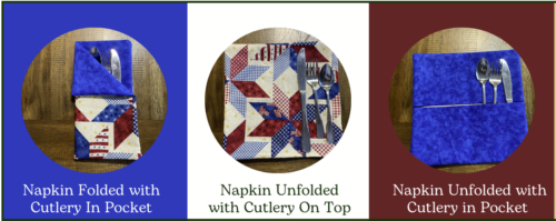 Napkin with cutlery pocket display