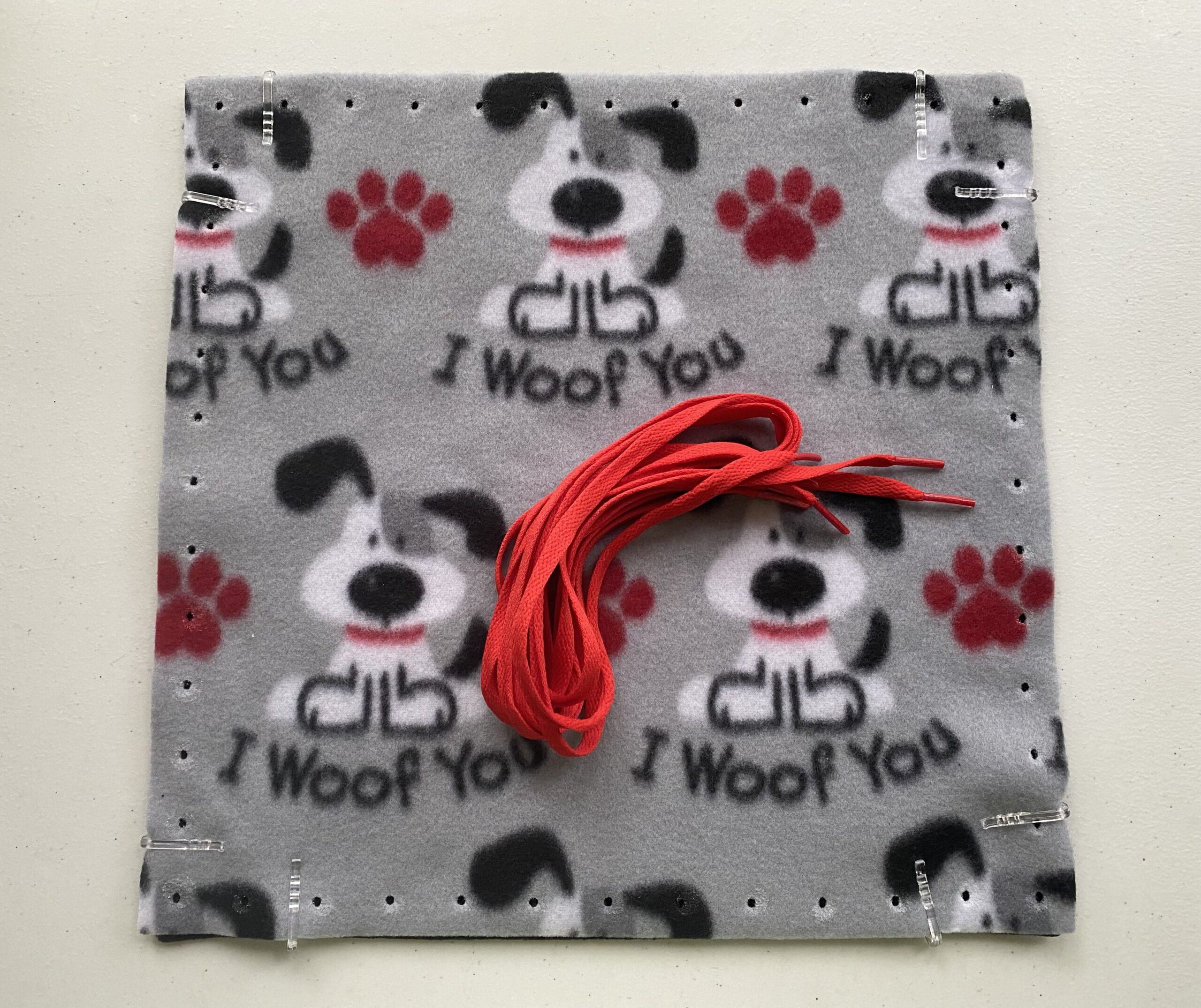 I woof you fleece pillow case kit with shoe laces no insert